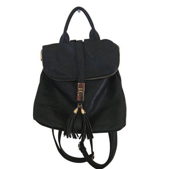 Myztique The Diana Backpack Black Faux Leather Adjustable Zip Snap Closure main image 10